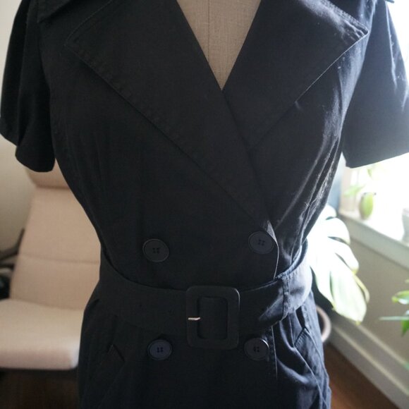 Club Monaco Belted Trench Dress I Size 8 I Black - Picture 6 of 8